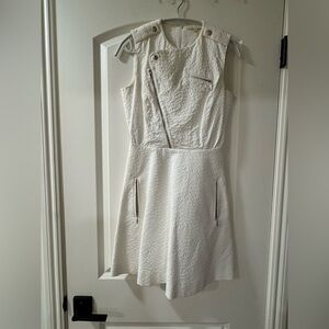 Maje White Asymmetrical Textured Dress